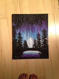 Northern Lights Painting Northern Lights Painting Art Painting Night Art