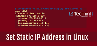 How To Set Static Ip Address And Configure Network In Linux Ip Address Linux Networking