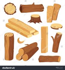 Cartoon Timber Wood Log And Trunk Stump And Plank Wooden Firewood Logs Hardwoods Construction Materials Isolated Set Wood Logs Timber Wood Geometric Shapes