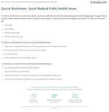 Celebrities often influence the public's thinking, for better or worse. Quiz Worksheet Social Media Public Health Issues Study Com