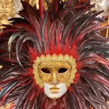 Carnival Mask With Long Nose and Feathers