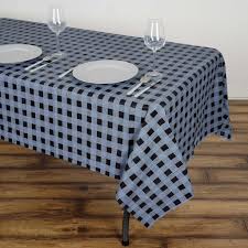Black And White Checkered Tablecloth Plastic Buffalo Plaid Tablecloth 54 X 72 Rectangular Silver Black Disposable Checkered Plastic Vinyl Tablecloth In 2020 Vinyl Tablecloth Plaid Tablecloth Table Cloth