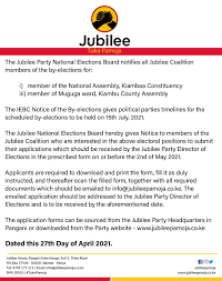 Guided by section 12 (1)(h) of the electoral commission act; The Jubilee Party