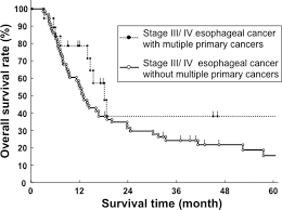 For those with stage iv esophageal cancer or whose disease is nonresectable, palliative strategies include chemotherapy, esophageal stents, brachytherapy (local radiotherapy), surgical placement of jejunostomy or gastrostomy tubes, and esophageal bypass surgery. Overall Survival Curve Of Stage Iii Iv Esophageal Cancer Patients With Download Scientific Diagram