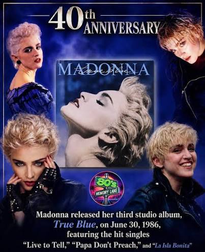 Madonna's third studio album, True Blue, was released on June 30, 1986. The album was a massive global phenomenon, cementing her status as a global pop icon. It marked the first time