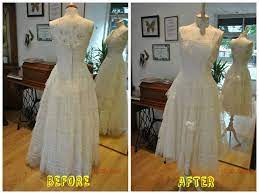 Vintage Wedding Dress Before And After Alteration Result Added New Straps Shortened Hem Re Sized To Bigger Siz Wedding Dresses Sewing Wedding Dress Dresses