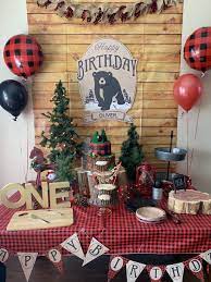 Buffalo Plaid Party Boys First Birthday Party Ideas Lumberjack Birthday Party Bear Birthday Party