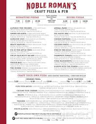 Noble Roman S Craft Pizza Pub Menu In Westfield Indiana
