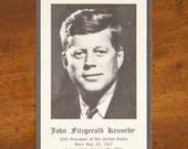 1963 Funeral Prayer Card for John F Kennedy's Death