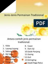 Ia merangkumi semua permainan suku kaum di malaysia dan luar malaysia. Jenis Jenis Permainan Tradisional