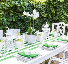 Green And White Outdoor Tablescape White Party Decorations Picnic Decorations Tablescapes