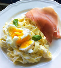 Tagliatelles A La Ricotta Avec Son Jambon De Parme Et Son Oeuf Poche Pistaches And Co Tagliatelles Jambon De Parme Oeuf Poche