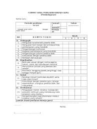 Mengembangkan dan melaksanakan mekanisme monitoring dan evaluasi internal untuk memastikan akuntabilitas dan kualitas. Format Hasil Penilaian Kinerja Guru