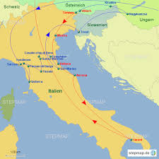 Gestochene landkarte mit region grenzen von hand gefärbt; Stepmap Italien Kjf 1943 1946 Landkarte Fur Deutschland