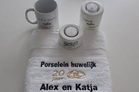 Porseleinen Huwelijk Cadeau 20 Jaar Getrouwd Huwelijkscadeau Borduur Kado