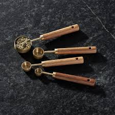 Acacia Wood And Gold Measuring Spoons Set Of 4 Reviews Crate And Barrel Gold Wood Acacia Wood Measuring Spoons