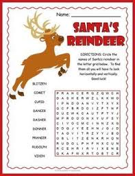 Printable Santa S Reindeer Names Word Search Puzzle For Kids Santa And Reindeer Christmas Word Search Reindeer