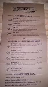 How do i start a chipotle franchise? Menu Picture Of Chipotle Mexican Grill Paris Tripadvisor