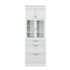 Hutch type of cabinet with three shelves up top and one shelf inside the doors. Martingale True White Beadboard Modular Corner Storage Cabinet Sk19194c Tw The Home Depot In 2021 White Beadboard Office Storage Cabinets White Storage Cabinets