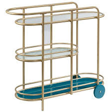 The upper handle is extendable. Sauder Coral Cape Modern 3 Shelf Glass And Metal Bar Cart In Satin Gold Walmart Canada