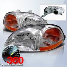 96 98 Honda Civic Jdm Headlights With Amber Reflectors Pair Chrome Honda Civic Headlights Civic Hatchback Civic Jdm
