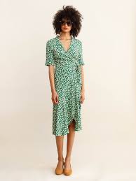 Ganni Dalton Crepe Dress Verdant Green Fashion Dresses