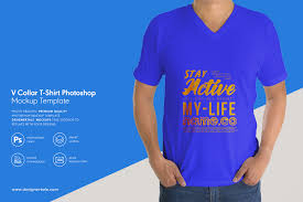 Download Men V Collar T Shirt Mock Up Psd Template Designertale