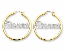 Free shipping on orders over $25 shipped by amazon. Name Plate Hoop Earrings In 14kt Two Tone Gold Only 498 00 Hoop Earrings