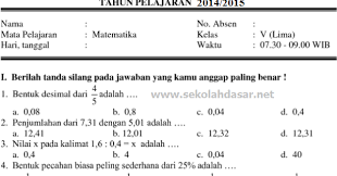Contoh kop soal uts sd. Soal Uts Semester 2 Kelas 1 2 3 4 5 Dan 6 Sd Sekolahdasar Net