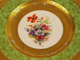 Includes 50 dinner plates, 50 dessert plates, and 50 cups. Lot Hutschenreuther Selb Bavaria Ten Dinner Plates With Dark Mint Green And Gilt Borders Central Scene Of Polychrome Flowers On Whit