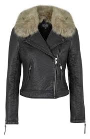 Topshop Faux Leather Moto Jacket With Removable Faux Fur Collar Nordstrom Fur Collar Jacket Leather Look Jackets Faux Fur Collar