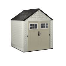 Part shed, part tent, this one requires little commitment. Rubbermaid 7 X 7 Ft Large Vertical Storage Shed Sandstone Onyx Walmart Com Walmart Com