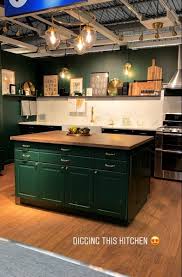 Maybe you would like to learn more about one of these? Green Ikea Kitchen Dark Green Kitchen Green Kitchen Cupboards Butcher Block Countertops Kitchen