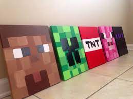 My 13 Would Love These In His New Room Minecraft Inspired Wall Art For Kids Hand By Designsbyellebelle 39 Gaming Wall Art Minecraft Art Video Game Wall Art