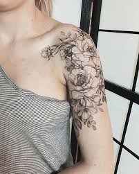 Black outline skull in peony flower tattoo stencil. 41 Beautiful Peony Tattoo Ideas For Women Page 2 Of 4 Stayglam