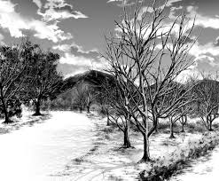 It enlarges that simple world into a vast beautiful landscape, cliffs and mountains and rivers. Look Fantastic Even When Using Shortcut Draw A Natural Scenery With Dead Tree Black With White Manga Materials