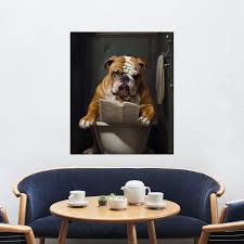 Tablou Canvas - Bulldog on Toilet – The Print Studio