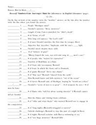 Beowulf Scavenger Hunt And Key Beowulf Open Book Study Guide