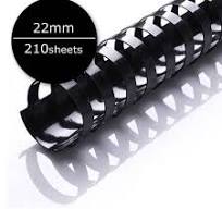 22mm Plastic Binding Combs - 20/21 Rings, Black, Box Of 50 (A4 Size)