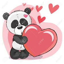 Cute Cartoon Panda With Heart On A Heart Background Royalty Free Cliparts Vectors And Stock Illustration Image 45294979