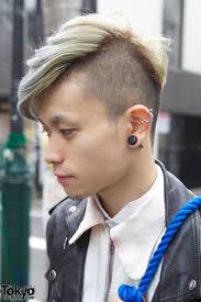 Shaved Long Hair W Ear Stud And Silver Earring Silver Hair Boy Silver Hair Men Asian Hair