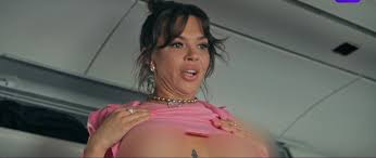 Карина Зверева светит сиськами в самолете