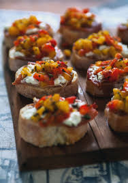 Bruschetta Aux Poivrons Grilles Chevre Prosciutto Recette Trois Fois Par Jour Recipes Food Appetizer Recipes