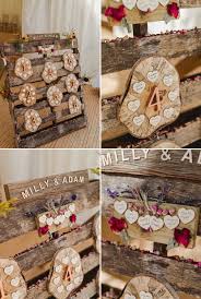 rustic pallet log slice table plan wedding seating chart for