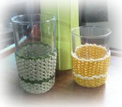 Crocheting With Cotton Threads Its More Fun In The Philippines Striped Shells Glass Cozy Free Pattern Cozy Crochet Patterns Crochet Cozy Crochet Cup Cozy