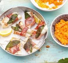Kabeljau Saltimbocca Mit Susskartoffelpuree Rezepte Kabeljau Lebensmittel Essen