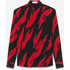 Black And Red Designer Shirt Saint Laurent Classic Black And Red Flame Shirt 1 300 Found On Polyvore Featuring Women S Black Long Sleeve Shirt Black Flannel Shirt Red And Black Flannel