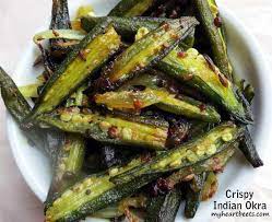 Crispy Indian Okra Recipe Side Dishes With Baby Okra Ghee Cumin Seed Onions Chiles Ginger Garlic Gr Indian Food Recipes Indian Okra Recipes Okra Recipes