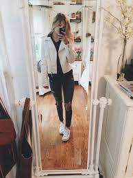 I Loooove Chilly Days Rag Amp Bone Jeans Urban Pullover Flannel White Leather Jacket Tjmaxx White Leather Jacket Outfit Fashion Leather Jacket Outfits
