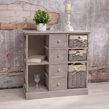 Kommode Schrank Regal Shabby Chic Grau Mit 3 Korben Regalfacher Holz Sideboard Schrank Regale Regal Mit Korben Regal Holz